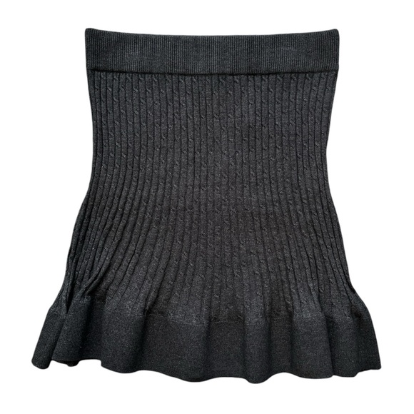 Suzy Shier Charcoal Grey Ribbed Ruffled Mini Skirt Size Medium - Picture 1 of 6